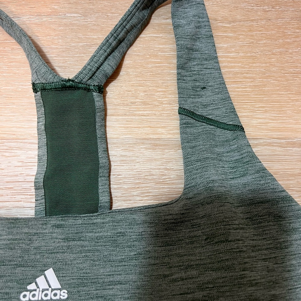 Adidas Women's Green heather Sports Bra - Picture 2 of 6